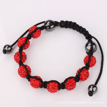 Китай Красные браслеты Shamballa кристаллические шарики (9pcs) BR200